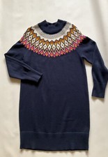 Old Navy Sweater Dress large knee length Blue Argyle Print L