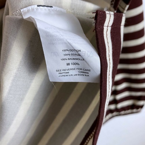 J. Crew Women's Size XS Striped Top Blouse Tie Back Detail Brown Long Sleeves - Picture 8 of 9