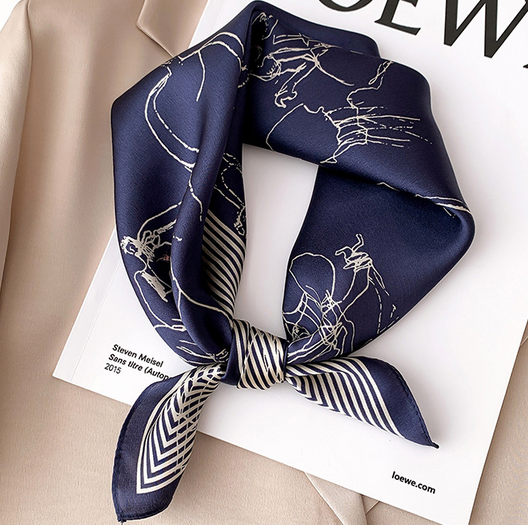 100% Silk 20“ small Scarf Women neckerchief Wrap striped