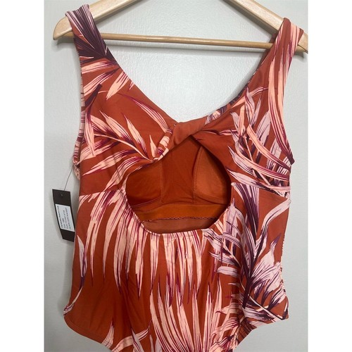 Palisades Beach Club Women Plus Size 18W One Piece Swimsuit Tropical Palm Print - Picture 6 of 10