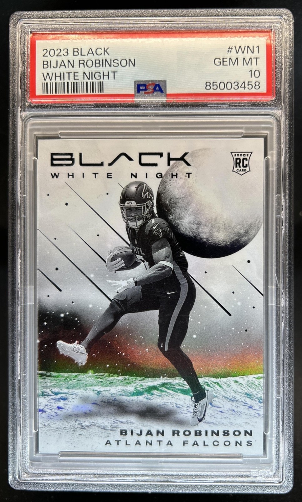 2023 Panini Black Bijan Robinson White Night RC Rookie #WN-1 Falcons PSA 10 view 1