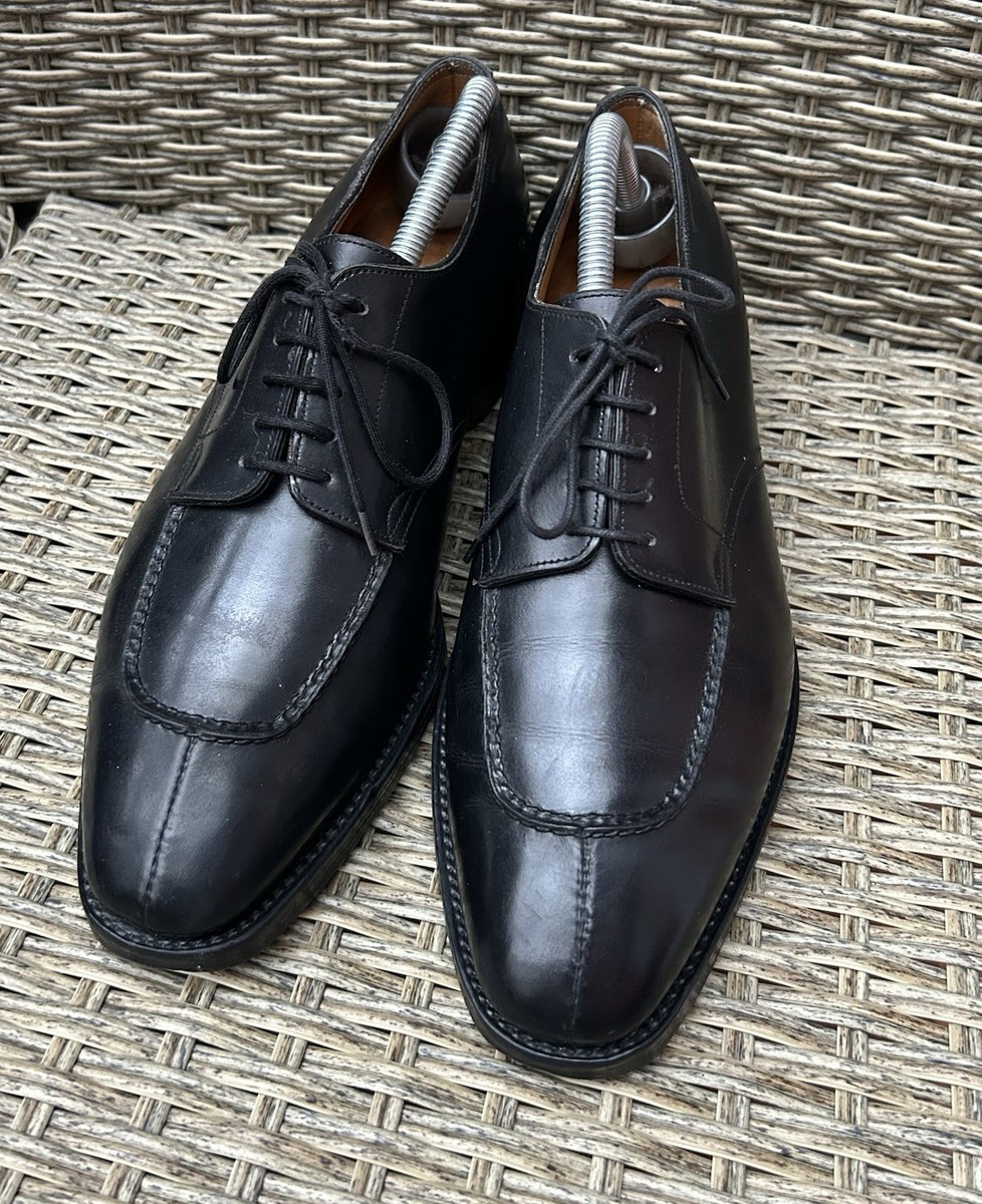 John Lobb Bordor Black Calfskin Split Toe U-Tip Derby