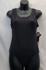 Danz N Motion Black Women's Lace Back Scoop Neckline Wide Strap Lace Back SZ XL