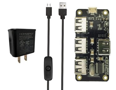 4-Port Stackable USB Hub HAT for Raspberry Pi Zero W/2W with Power Supply