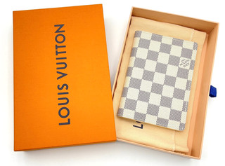 AUTH Louis Vuitton Damier Azur Couverture Passport Cover N60032 W/B/D SK050086