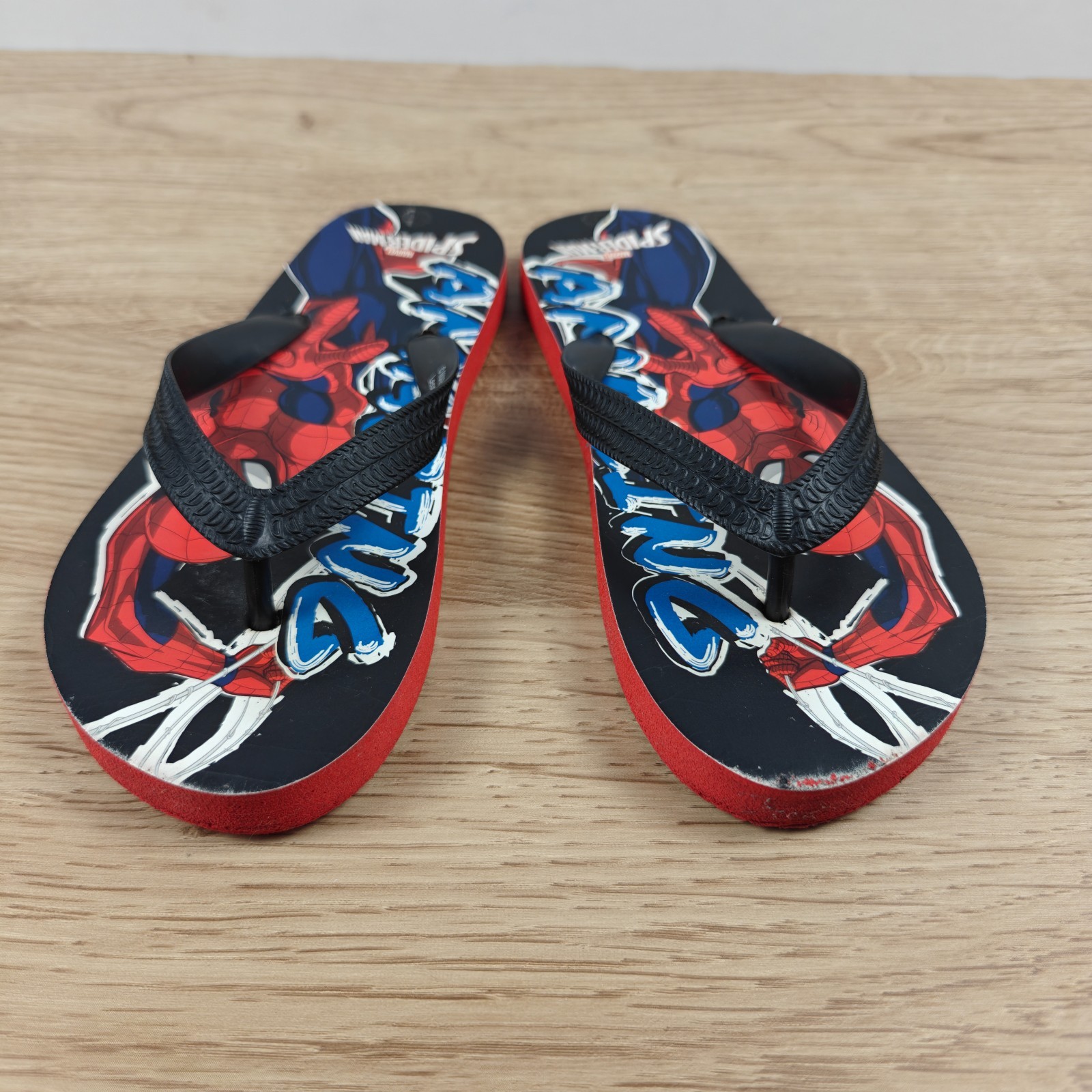 Marvel Spider-Man Boys Flip Flops Size 8 UK Black Blue Red Childs Shoes New