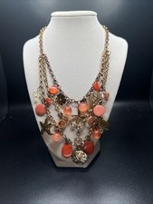 Vintage Multi Charm Beach Style Necklace Sand Dollar Starfish Coral Beads Boho