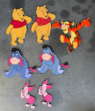Lot of 7 Vintage Disney Winnie the Pooh Nursery Wall Hanging Pressboard Decor