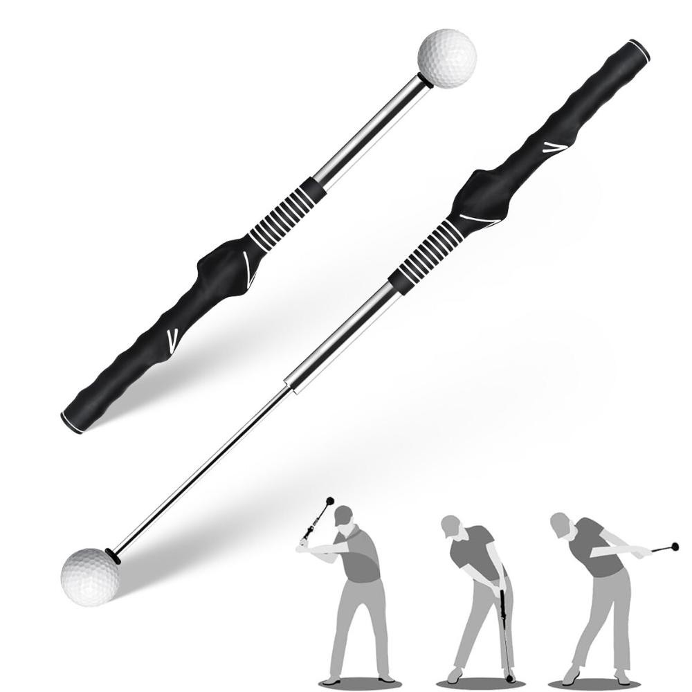 Retractable Golf Swing Aid w/Rhythm Click Sound Golf Grip Trainer Speed Trainin~