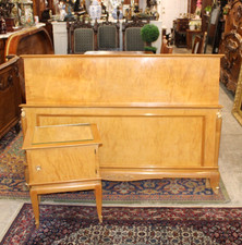 French Antique Hollywood Regency Queen Size Bed & 2 Nightstand