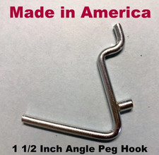  50 PACK Angle 1 1/2" Metal Peg Garage Hanger Hooks. 1/8 to 1/4 Inch Pegboard