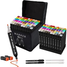 60 Colors Alcohol Markers Set, Dual Tip Alcohol Based Art Marker for Artists ...