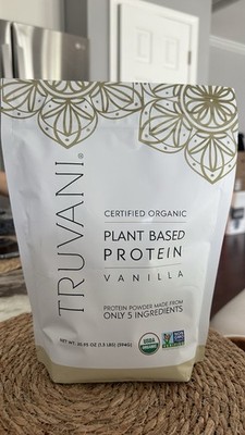 Truvani Organic Plant-Based Protein Powder Vanilla, Vegan, Gluten-Free, 20.95 oz