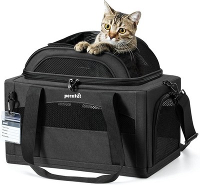 Pecute Katzen Transportbox Flugzeugtauglich Faltbar 42x28x23