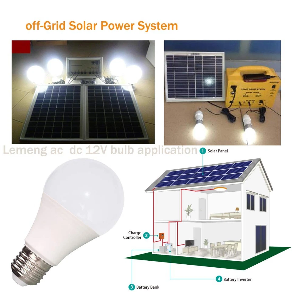 12V LED Light Bulb 7W 630Lm E26 Base 6000K Daylight AC/DC 12-24V A19 6 Pack - Image 3 of 4