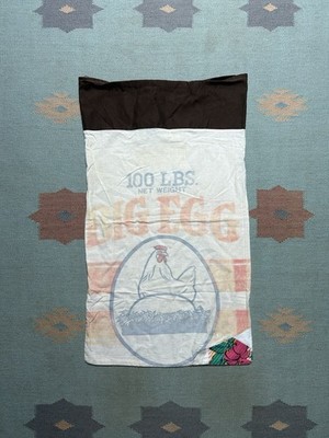 Vintage cloth feed sack bag Big Egg chicken rooster farm