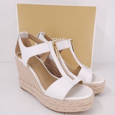 Michael Kors Berkley Mid Wedge Leather Platform Sandals Slip On Womens Size 6M