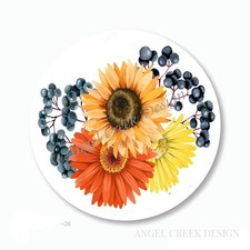 GERBERA SUNFLOWER LABELS PARTY FAVORS SCRAPBOOK STICKERS FLORAL ENVELOPE SEALS