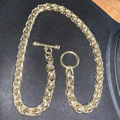 Vintage Yellow Plated Chain Link Toggle Lock Necklace 18 inch length