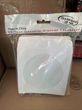 100 CD DVD White Paper Sleeves with Flap  Clear Window, Ship From USA