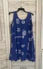 Jostar Vintage Blue & White Nautical Beach Mini Dress Women's Size L