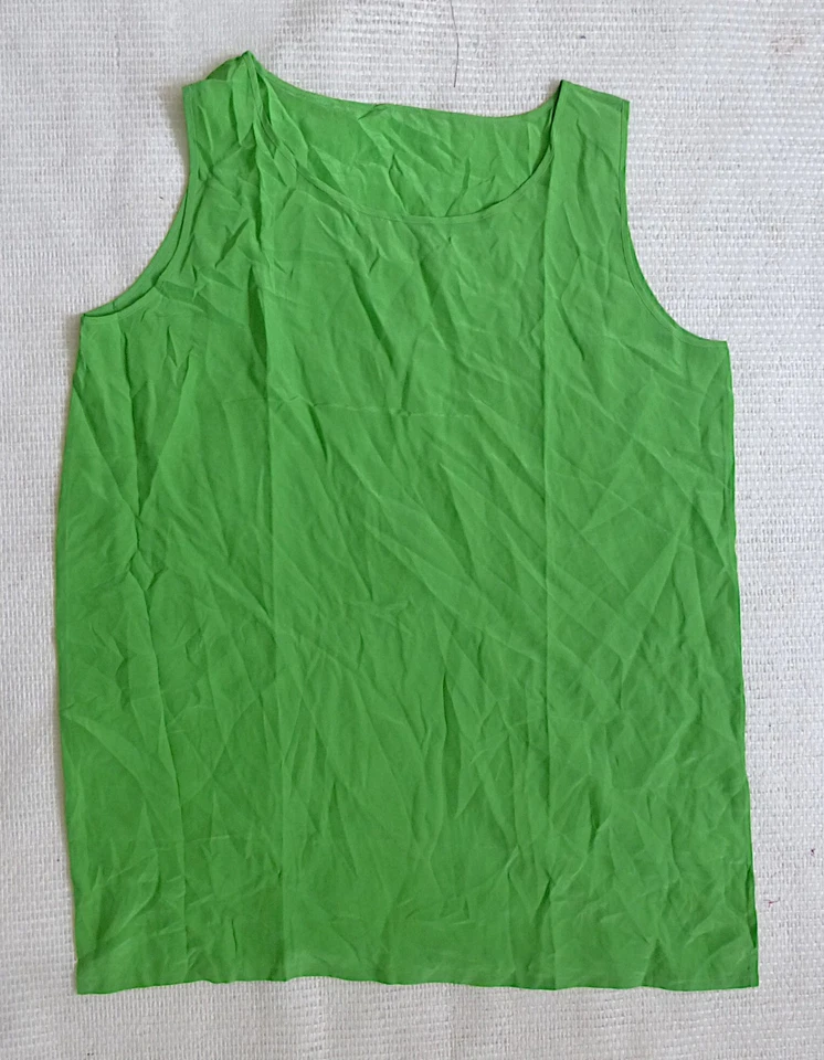 Pura Seta débardeur vintage en soie pure vert lumineux M - Photo 1/3