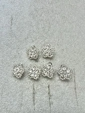 6 VTG Prong Set RHINESTONE Clip Buttons 