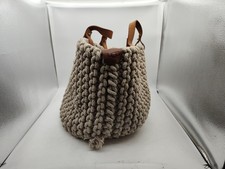UGG-Rope-Tulum-Big Bag/Tote/Purse-Tan-Woven-Leather Handles 15”X16”-HEAVY-BASKET