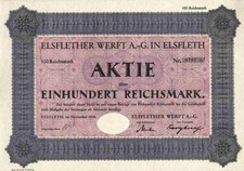 Elsflether Werft AG 1928 Elsfleth Weser Gorch Fock L&uuml;rssen Werft Bremen 100 RM