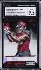 2014 ROOKIES & STARS LONGEVITY TEAM LOGO PLATINUM #175 MIKE EVANS RC 3/5 CGC 9.5