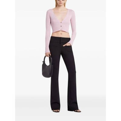 Courreges Solar Light Rib Cropped Cardigan Sweater in Salt Pink L