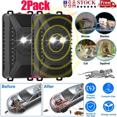2-Pack Under Hood Ultrasonic Rodent Repeller - Keeps Cats & Rats Out of Cars