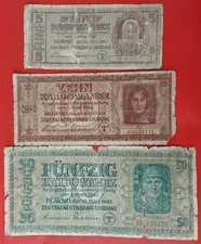 Ukraine Set 3 pcs. 5,10,50 Karbovantsiv 1942 Pick 51,52,54 aVG