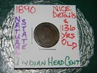 US Rare Old West 1890 Indian Head Penny Coin American Collection Shield Cent USA