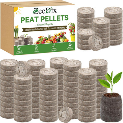 Zeedix 200 Pcs (30Mm) Peat Pellet Fiber Soil Plant Seed Starters- Seed Starter P