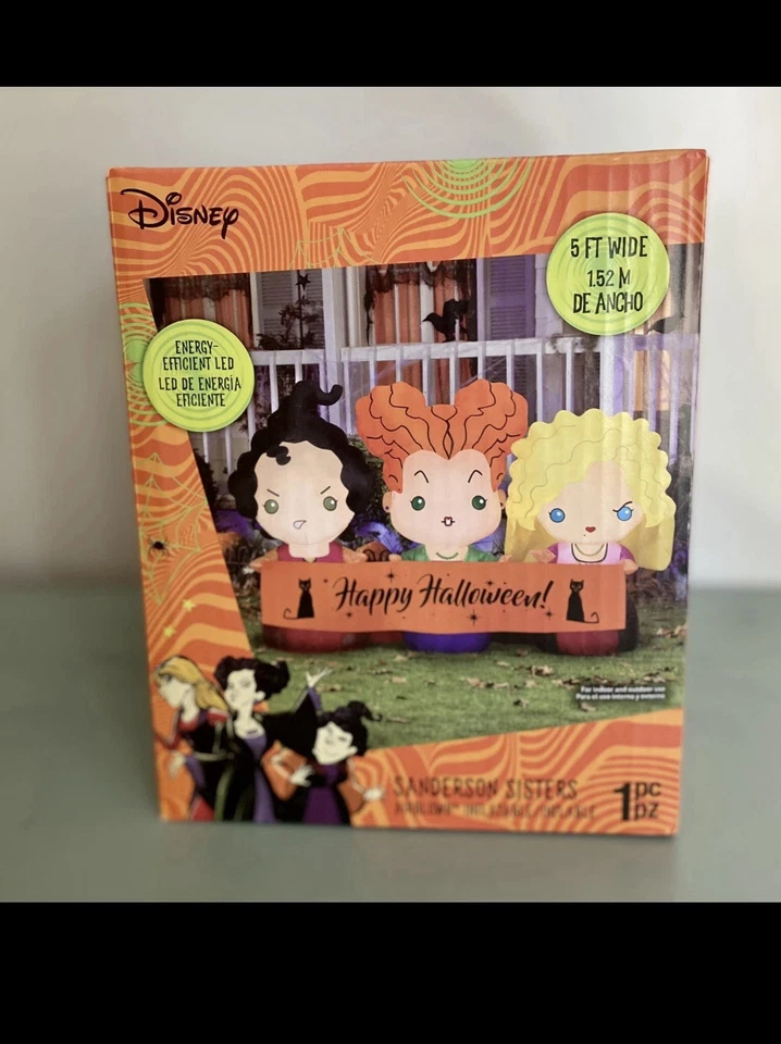 迪士尼 Hocus Pocus 万圣节 充气 Sanderson 姐妹 5 英尺 飞机 — 第 2/4 张图片
