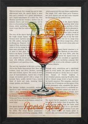 Aperol Spritz Cocktail auf Text Rückseite gerahmt Wandbild Poster Leinwanddruck Bild