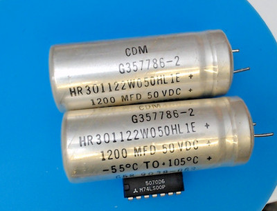 Lot of 2 CDM G357786-2 1200uF 50VDC Hi-Rel Capacitors -55 to +105C