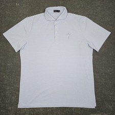 G/Fore Polo Shirt Mens XL Blue White Striped Marlin Performance Golf Lightweight