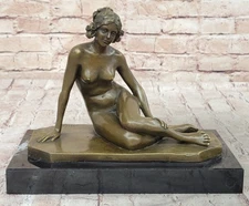 Handcrafted Nude Female Bronze Sculpture Hot Cast Signed Original Figurine Art