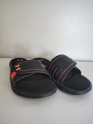 Under Armour Women's Sz 10 4D Foam Slide Sandals Black Fluorescent Pink Comfort