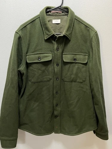 Apolis Global Citizen Wool / Nylon Button Up Olive Green Jacket Coat - product listing photo