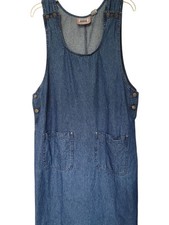 Premier Intn  l Denim Maxi Jumper Dress M Modest Overall Pockets Blue Cottage