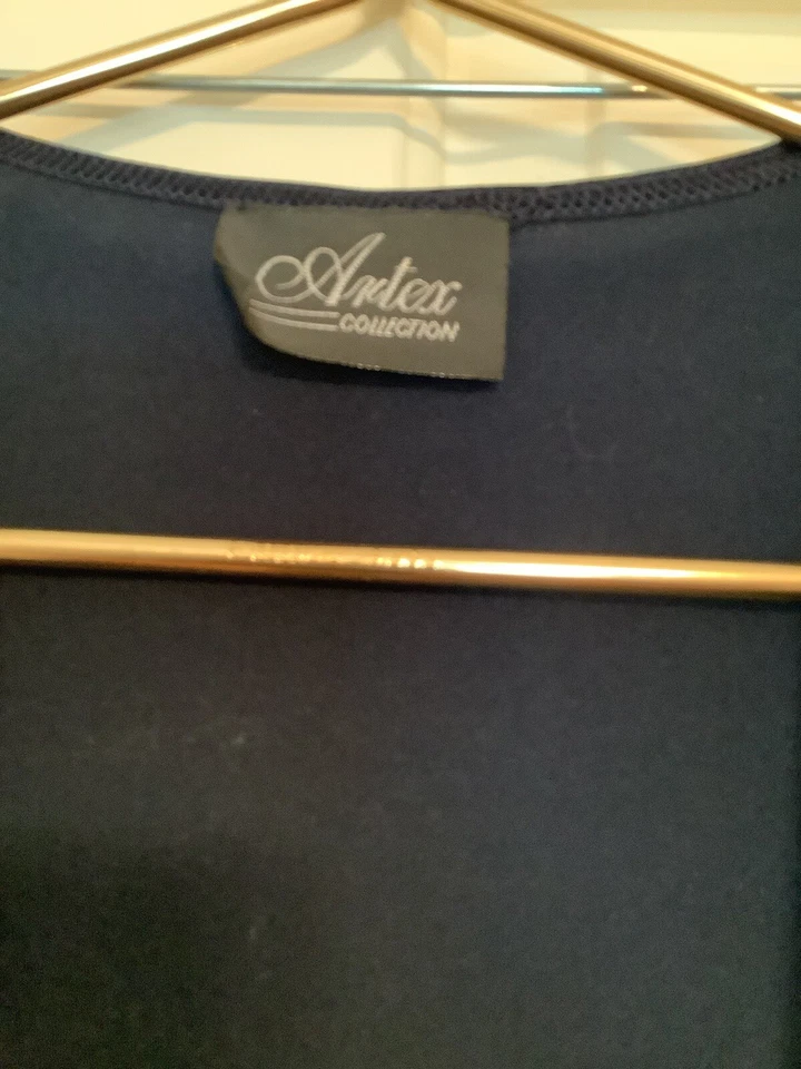 Conjunto de chaqueta abierta y pantalones Artex Collection para dama azul marino de 2 piezas, talla XL Foto 2 de 4