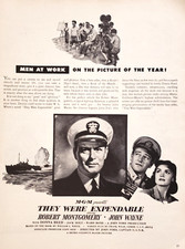 PRINT AD They Were Expendable Film 1945 Robert Montgomery John Wayne Mini Poster