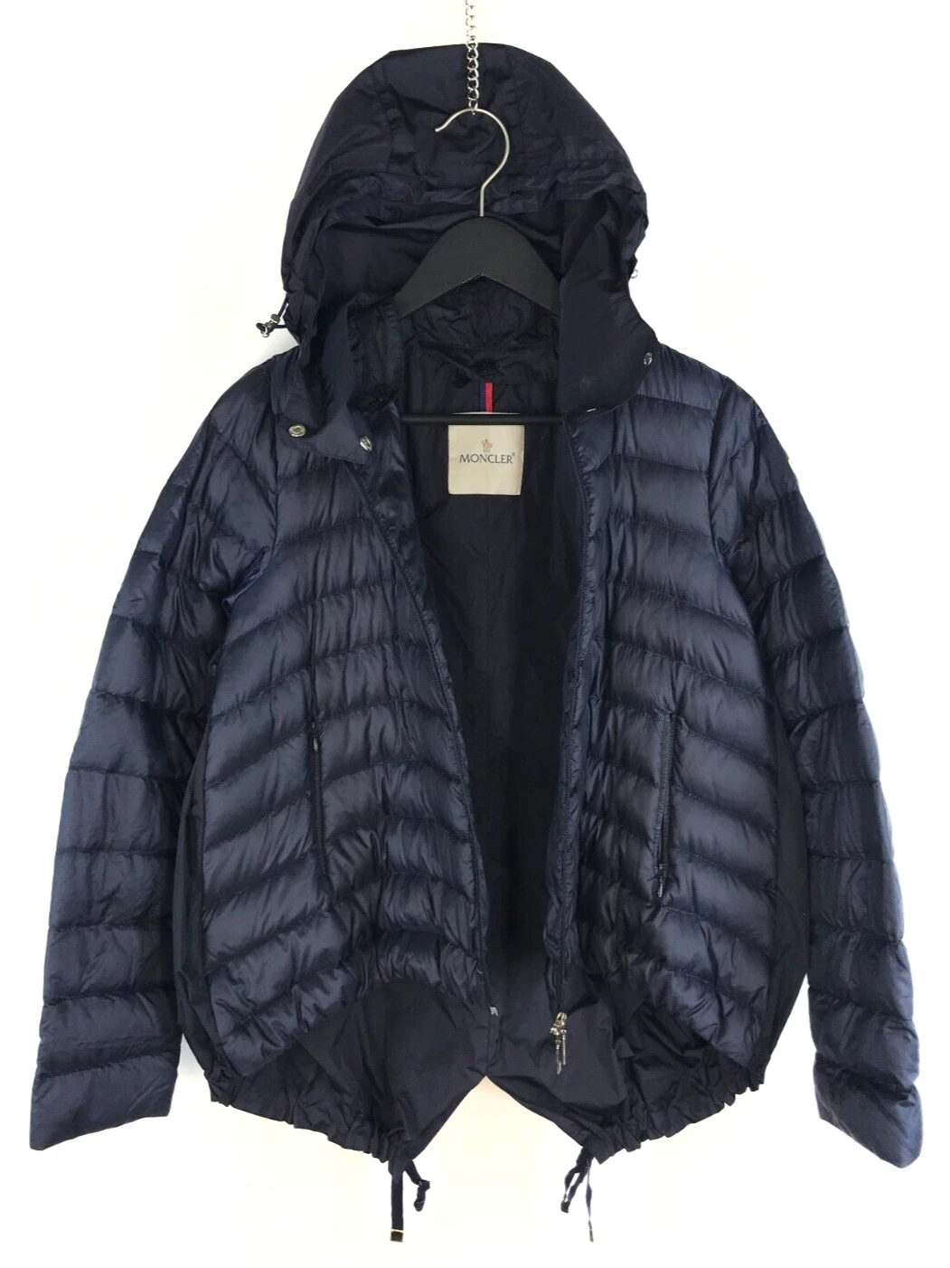 Giubbotto donna Moncler piumino Dorothee blu navy con cappuccio trapuntato taglia 0 XS