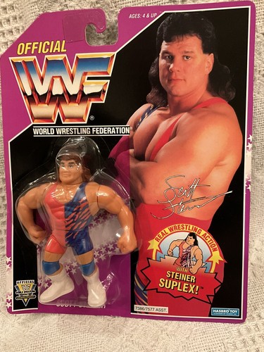 Vtg 90�s WWF Hasbro MOC Scott Steiner Pink card Br...
