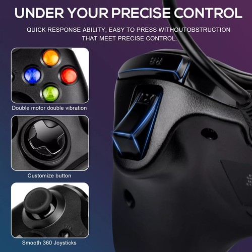UK Brandneu Xbox 360 Controller USB Kabelgebunden Gamepad für Microsoft Xbox 360/PC - Bild 3 von 30