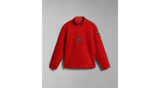 Felpa Uomo Napapijri in Pile Collo Alto Mezza Zip Logo Inverno Sport Ayas Rosso