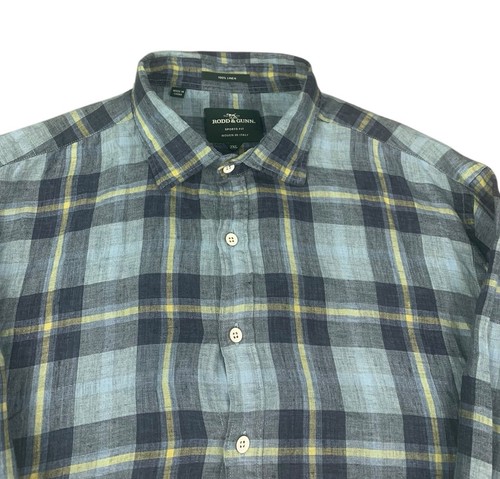 Rodd & Gunn Men’s Shirt, Plaid, Woven in Italy Sports Fit 100% Linen, Size XXL
